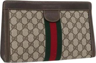 Gucci Pre-owned Clutches, female, Beige, Size: ONE SIZE Pre-owned Vintage Canvas Clutch