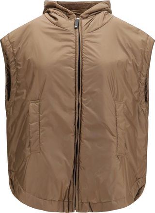 Max Mara Womens Hooded Padded Vest Dark Gold Outer: Polyester Puffer Jackets