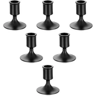 OEM Candelabro De Halloween Negro - Juego De 6 Peque&ntilde;os Candelabros Decorativos De Metal Para Bodas, Velas Cil&iacute;ndricas, Decoraci&oacute;n Navide&ntilde;a Para El Hogar,