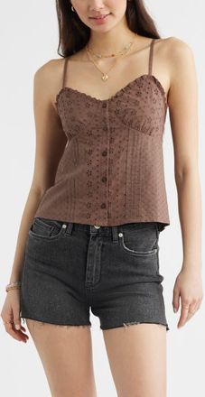 BP. Eyelet Pintuck Camisole in Brown Quartz at Nordstrom, Size Xx-Small