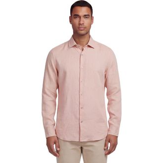Lords of Harlech Uomo Solid Long Sleeve Fine Linen Shirt in Laurent Pink at Nordstrom, Size X-Large