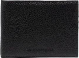 Emporio Armani Accessoires, Heren, Zwart, ONE Size, Leer, Tumbled-leather Wallet met Muntzakje