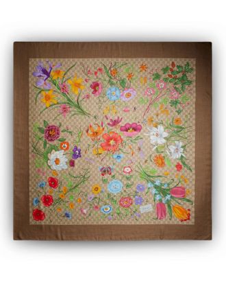 Gucci WOOL AND SILK SHAWL WITH GG PRINT - Gucci - Woman