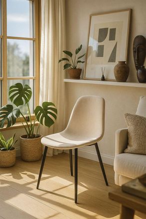 Regalos Miguel Sillas Comedor - Silla Black Teok Tela - Beige