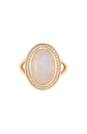 Adornia Halo Moonstone Ring in White at Nordstrom Rack, Size 6