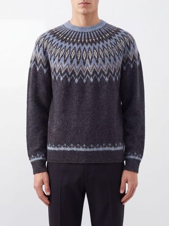 Roberto Collina Ethnic Pattern Crew-Neck Jumper in a Wool and Alpaca Blend