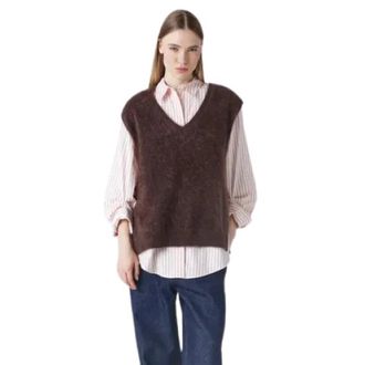 Absolut Cashmere Miriam V-neck Vest - Dames - Cashmere truien - Bruin - S - Wol - Truien & Vesten