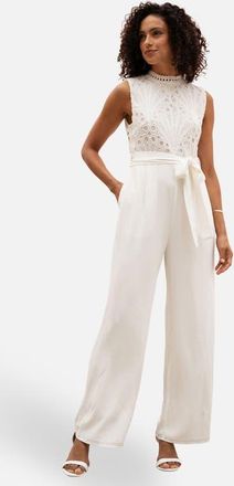 Yumi Lace Sleeveless Jumpsuit in Ivory at Nordstrom, Size 10