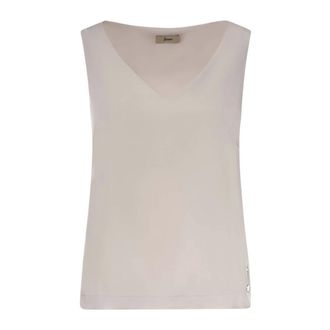 Herno Sleeveless Tops, female, Beige, Size: M V-neck Top in Lucent Cady
