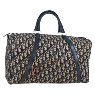 Dior Pre-owned Weekend Bags, female, Blue, Size: ONE SIZE Pre-owned Trotter Canvas Boston Bag