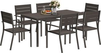 OUTSUNNY 7 Piece Garden Furniture Set with Table and 6 Stackable Chairs | TJ Hughes