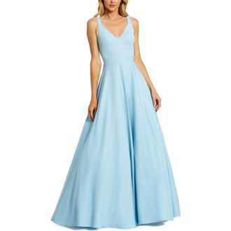 Mac Duggal Classic Sleeveless A-Line Gown with Pockets in Powder Blue at Nordstrom, Size 10
