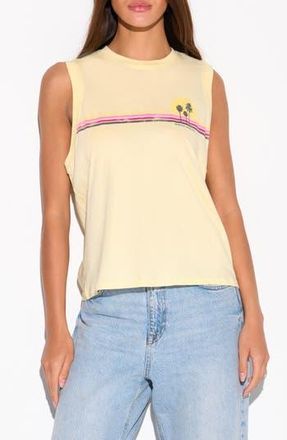 Spiritual Gangster Sunset Stripe Bowery Cotton Graphic Tank in Mellow Yellow at Nordstrom Rack, Size X-Large