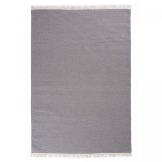 Un amour de tapis Alfombra kilim tejida a mano de lana lisa, gris 140x200