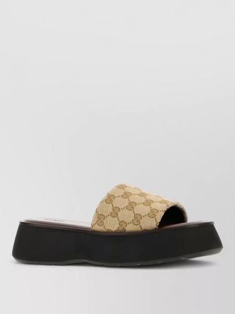 Gucci gg canvas platform open toe slides