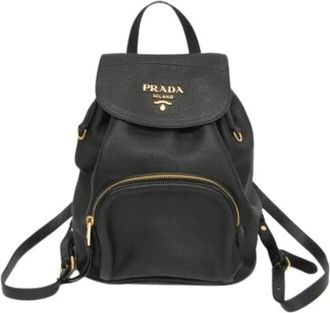 Prada Pre-owned Vit.daino Rugzak - Dames - Vintage Rugzakken - Zwart - ONE Size - Leer - Vintage