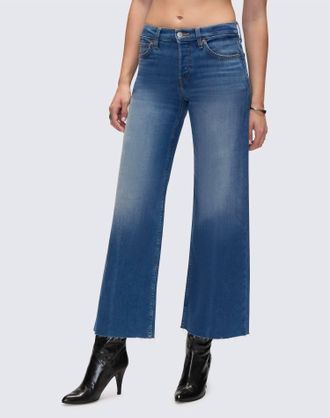 Re/Done Comfort Stretch Mid Rise Wide Leg Crop Jeans In Viper Blue