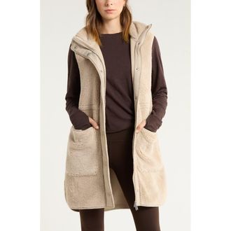 Zella Longline Faux Shearling Vest in Tan Oxford at Nordstrom Rack, Size Small