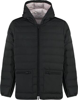 Thom Browne Hooded Down Jacket - Heren - Winterjassen - Zwart - S - Leer - Jassen