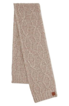 Mulberry Pimlico Cable Knit Lambswool Scarf in Eggshell/Maple at Nordstrom
