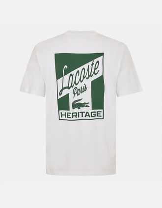 Lacoste Mens Lacoste Lettering Graphic Crew Neck Short Sleeve T-Shirt - White - Size: 46