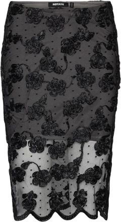 Rotate Bloemen Mesh Midi Rok - Dames - Kokerrokken - Zwart - M - Polyester - Rokken