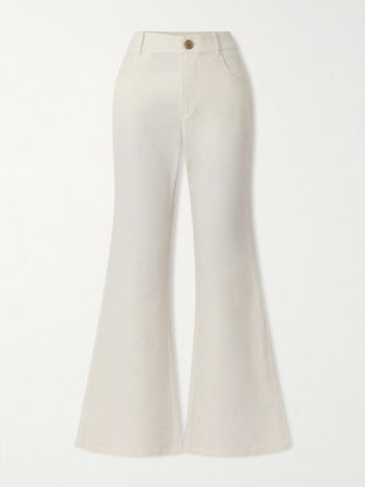 Alix of Bohemia Pantaloni Svasati In Twill Di Seta Bunny - Bianco sporco