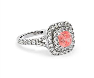 The Diamond Store Anastasia Pink Lab Diamond 1.65ct Halo Ring in Platinum - Elara Collection