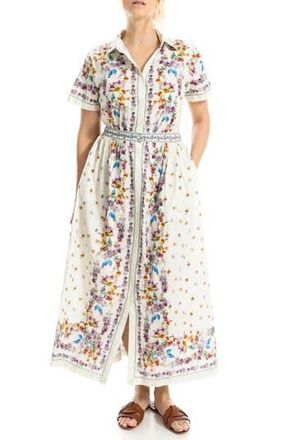 Max Studio Printed Maxi Shirtdress in Cream/Purple at Nordstrom Rack, Size X-Large