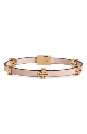 Tory Burch Icon Bio Bracelet in Tory Gold /Soft Pink at Nordstrom, Size Small