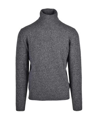 Roberto Collina Grey Wool-Cashmere Turtleneck Sweater