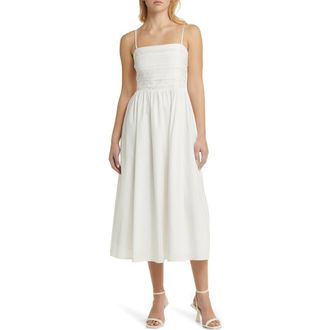 Wayf x Styled by COCO! Sammie Pleat Strapless Stretch Cotton Sundress in Ivory at Nordstrom Rack, Size X-Large