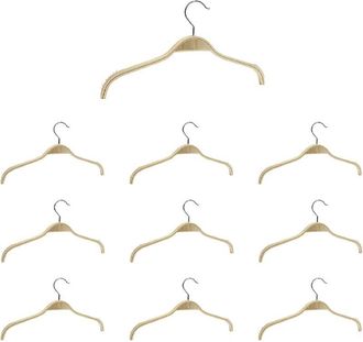 OEM Juego De 10 Perchas De Madera Maciza, Color Natural, Forma Plana, 40 Cm De Ancho, Para Faldas, Blusas, Abrigos Y Chaquetas