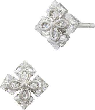 Savvy Cie Jewels Princess Cut Cubic Zirconia Quadrant Stud Earrings in White at Nordstrom Rack