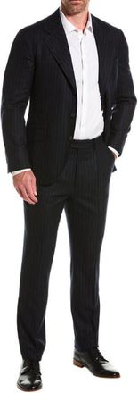 Brunello Cucinelli Mens Blue Virgin Wool Suit, Size 54