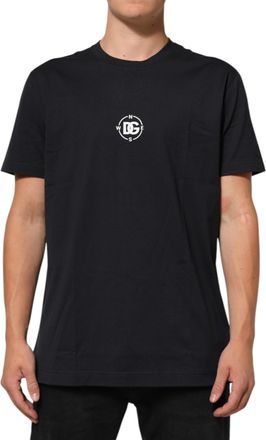 Dolce & Gabbana Black Logo Compass Cotton Crew Neck Mens T-shirt