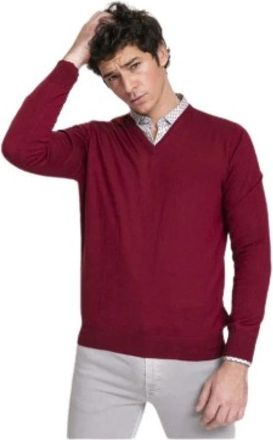Gran Sasso Truien - Heren - V-hals truien - Rood - L - Wol - Truien & Vesten