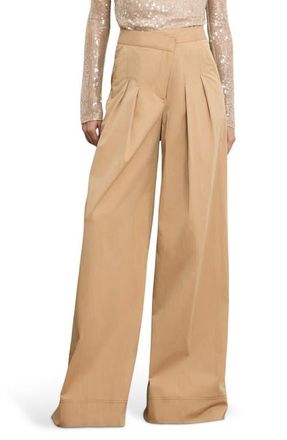 Veronica Beard Heron Pleated Wide Leg Pants in Khaki at Nordstrom, Size 16