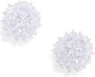 Oscar De La Renta Beaded Stud Earrings in Crystal at Nordstrom