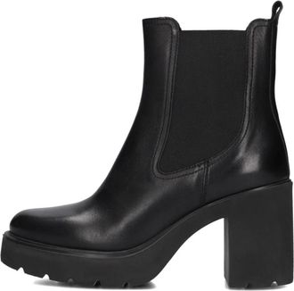 Unisa Zwarte Chelsea Boots met Blokhak - Dames - Laarzen met Hak - Zwart - 39 EU - Wol - Schoenen