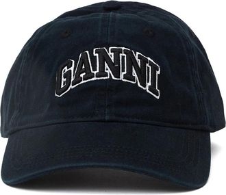 Ganni Canvas Cap - Dames - Petten - Zwart - ONE Size - Katoen - Accessoires