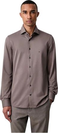 Michael Kors Slim-Fit Tech Knit overhemd - Heren - Overhemden - Grijs - Maat: XL Katoen