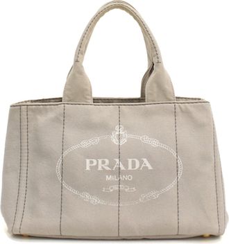 Prada Gray Canvas Tote Bag (Pre-Owned)