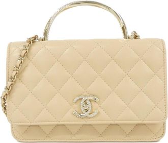 Chanel Beige Leather Chain/Shoulder Wallet (Pre-Owned)