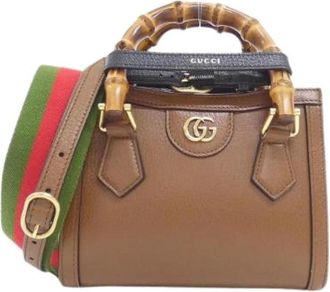 Gucci Pre-owned Diana Leren Tas - Dames - Vintage Mini Tas - Bruin - ONE Size - Leer - Vintage
