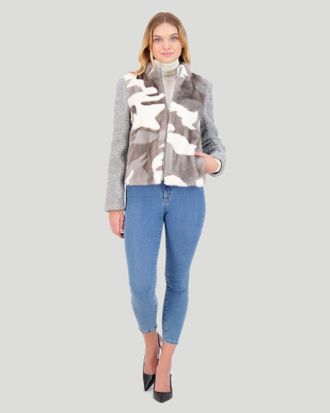 Gorski Knit Wool Jacket with Mink Front