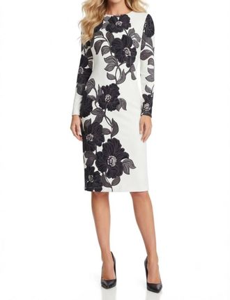 Maggy London Floral Print Long Sleeve Sheath Dress In Black