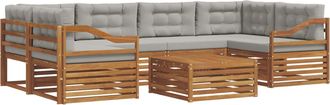 vidaXL Conjunto De Sof&aacute;s De Exterior 7 Uds. Gris Natural Y Claro Vidaxl