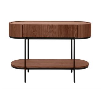 Miliboo Console design con cassetti in legno scuro noce e metallo nero L110 cm SKYE