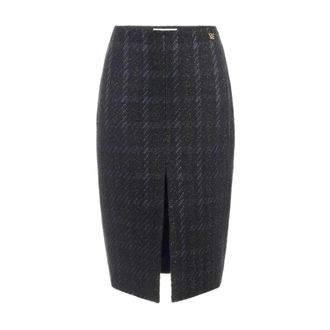 Elisabetta Franchi Midi-rok Jaspeada - Dames - Rokken - Zwart - Maat: L Leer